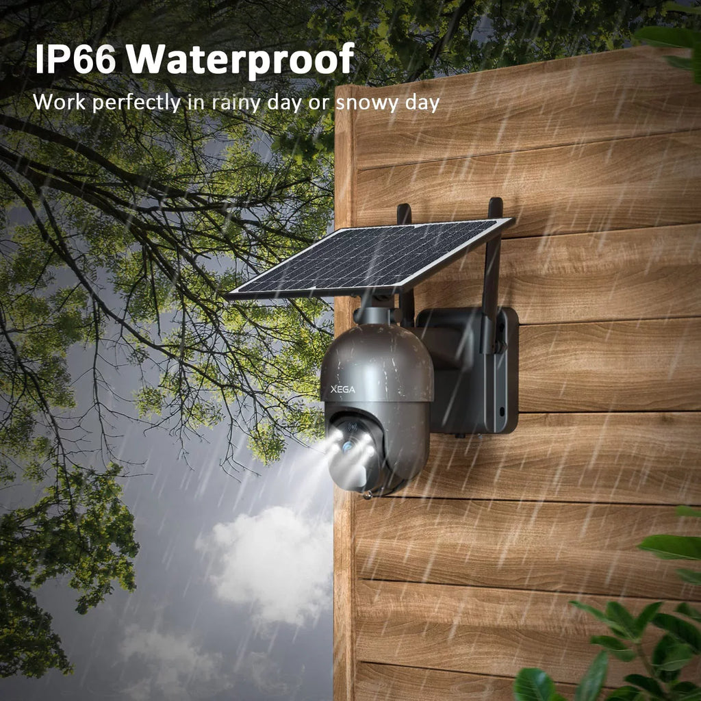 2-Way Need No Talk, Wireless 2K Zoom, Battery, 14400mAh Solar/Battery Pan Card, Tilt, 95° Camera Security Cellular IP66, Wifi 355° Xega Vision, LTE Rechargeable Power with 3G/4G 4X Night SIM exterior