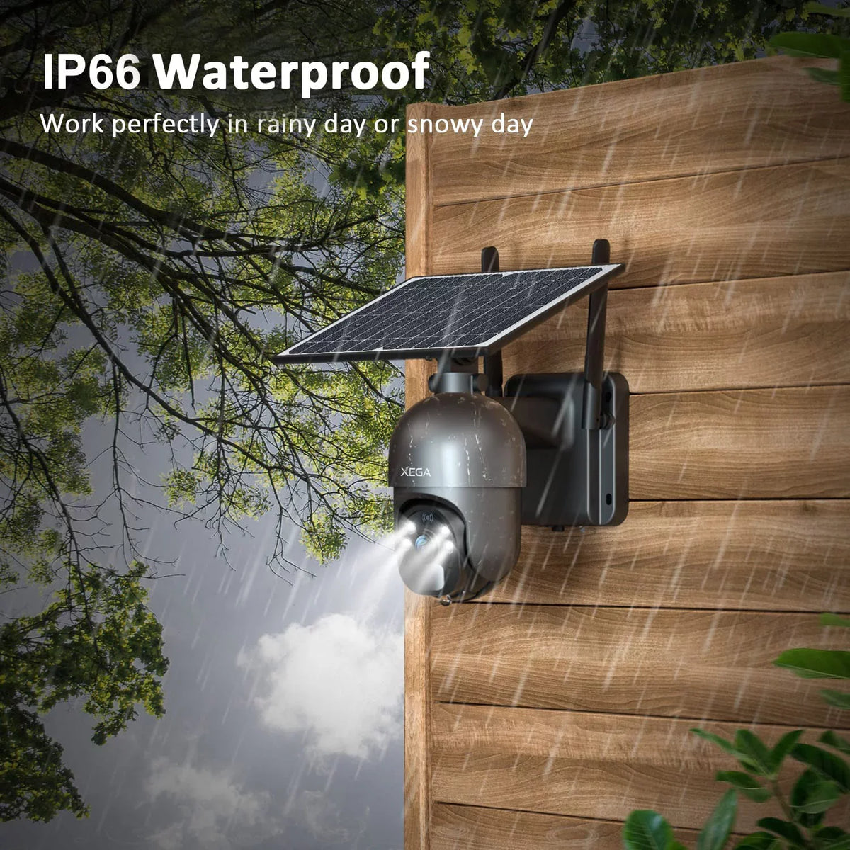 2-Way Need No Talk, Wireless 2K Zoom, Battery, 14400mAh Solar/Battery Pan Card, Tilt, 95° Camera Security Cellular IP66, Wifi 355° Xega Vision, LTE Rechargeable Power with 3G/4G 4X Night SIM exterior