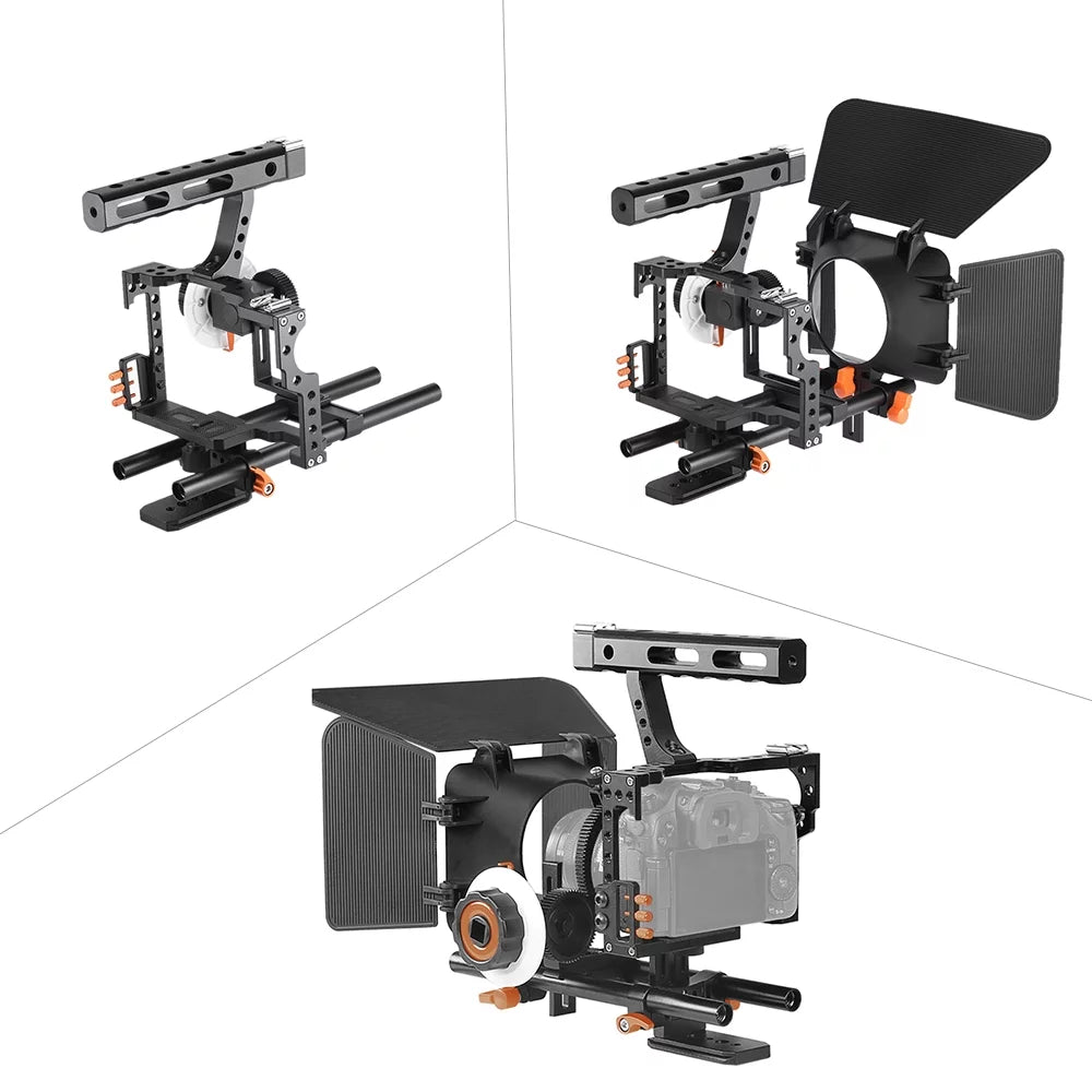 Rig System Making Box Aluminum Mirrorless ILDC for Cage Film Panasonic A7S/A7/A7R/A7RII/A7SII/A7IV GH4 w/ Camcorder Kit Camera Replacement Video for Alloy Matte Camera Moobody C500