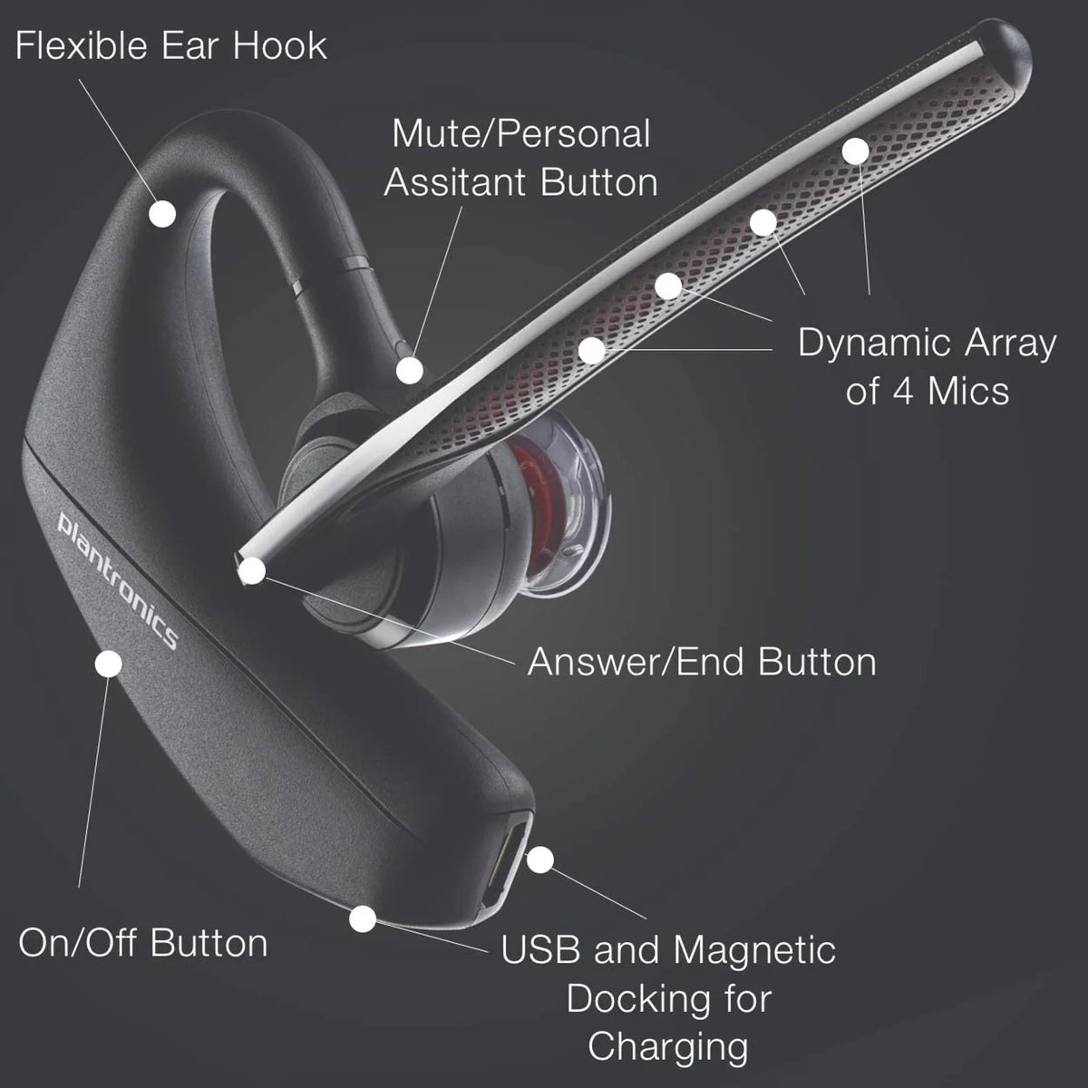Plantronics PC, Softphones, Voyager 5200-UC 206110-01 Tablets Bluetooth MaC, - - Headset Compatible with Smartphones,