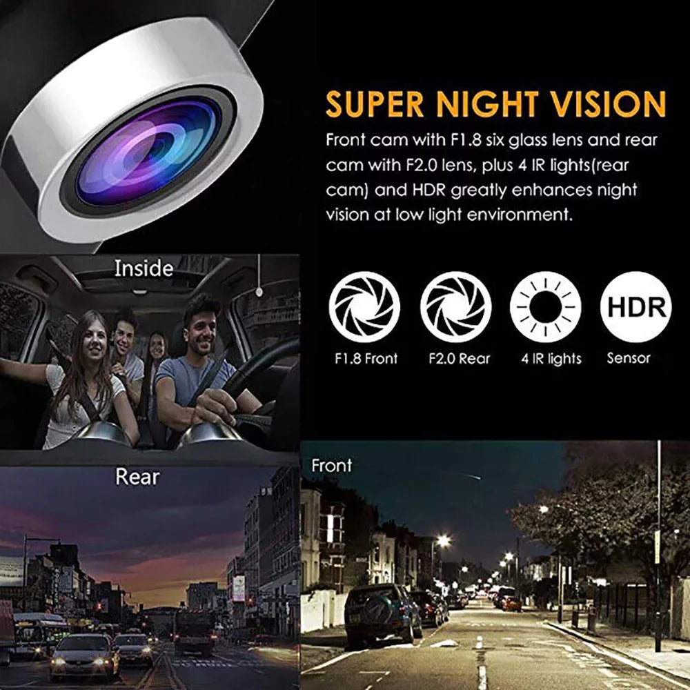 1080P Car 170° with and 4" FHD Rear Dual Lens Dashboard, Camera Recorder Camera NIFFPD G-Sensor Front DVR