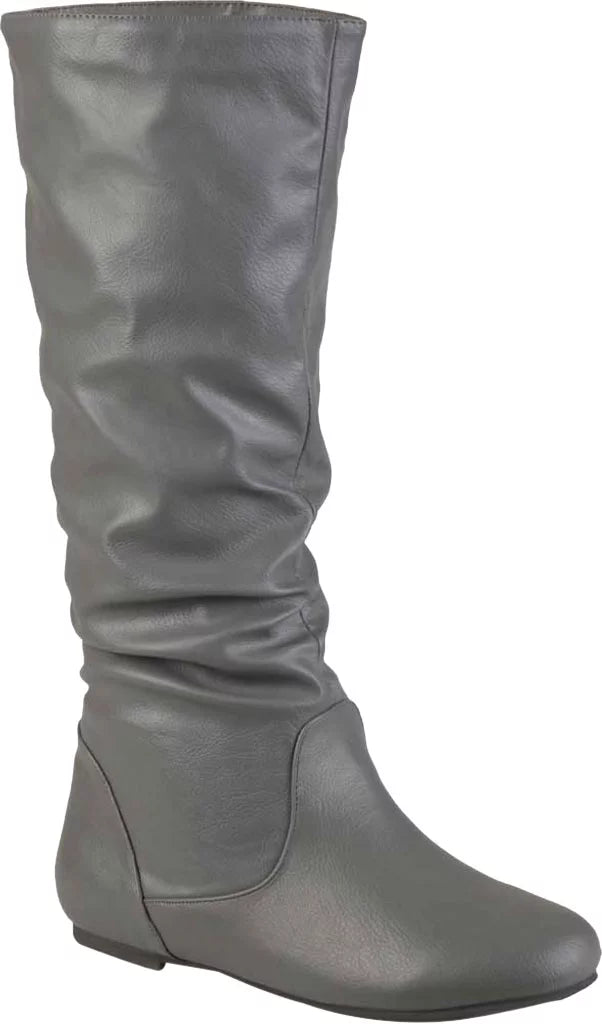 Women's Jayne Boot Faux High Wide 7.5 Grey Leather Extra Knee M Collection Calf Journee Slouch