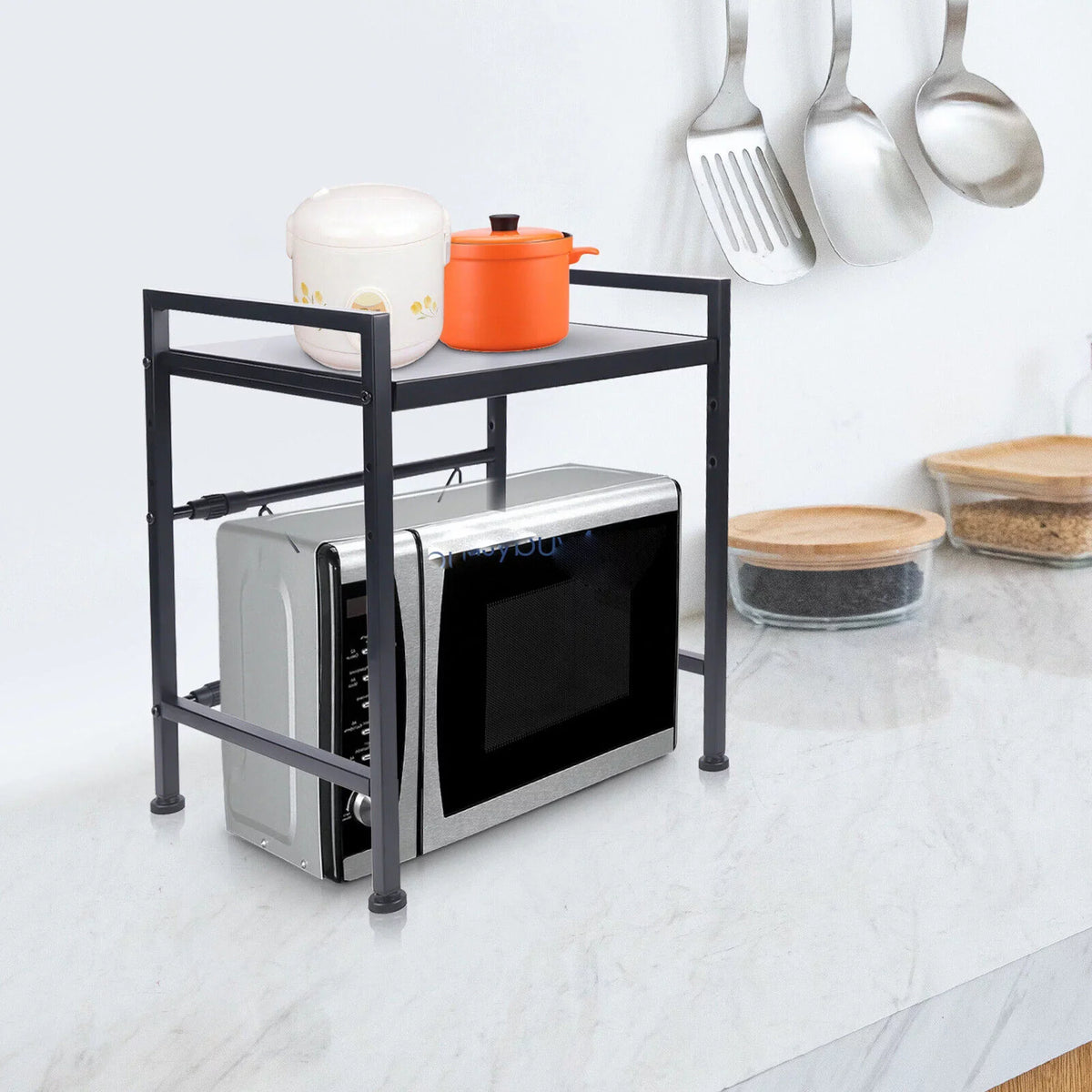 Retractable Metal Rack, Rack, Storage Single Condiment Tier Shelf Microwave Microwave Countertop Expandable inch Oven Oven Microwave Stand, Oven Cabinet 14.5~22.8 Kitchen Rack