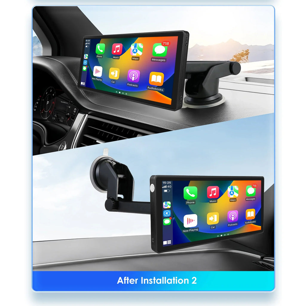 Android 360° Adjustable Head Carplay Mirror Auto Stereo 10.26" Touchscreen Car Navigation FM Radio Unit GPS Player Link Bluetooth