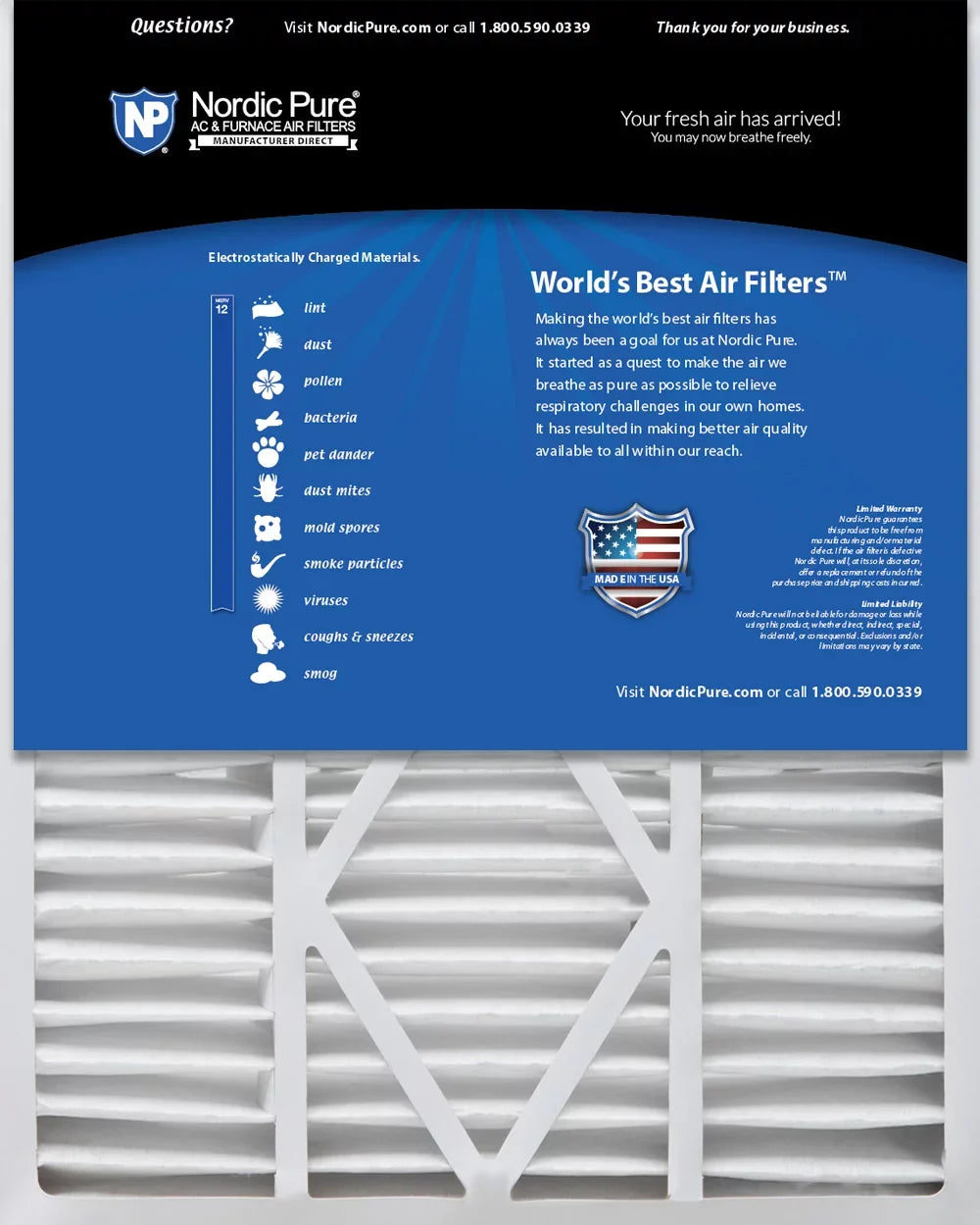 1/4 16x25x5 MERV (5.25) Pack 2 12 Air Replacement Filters Goodman/Carrier/Amana