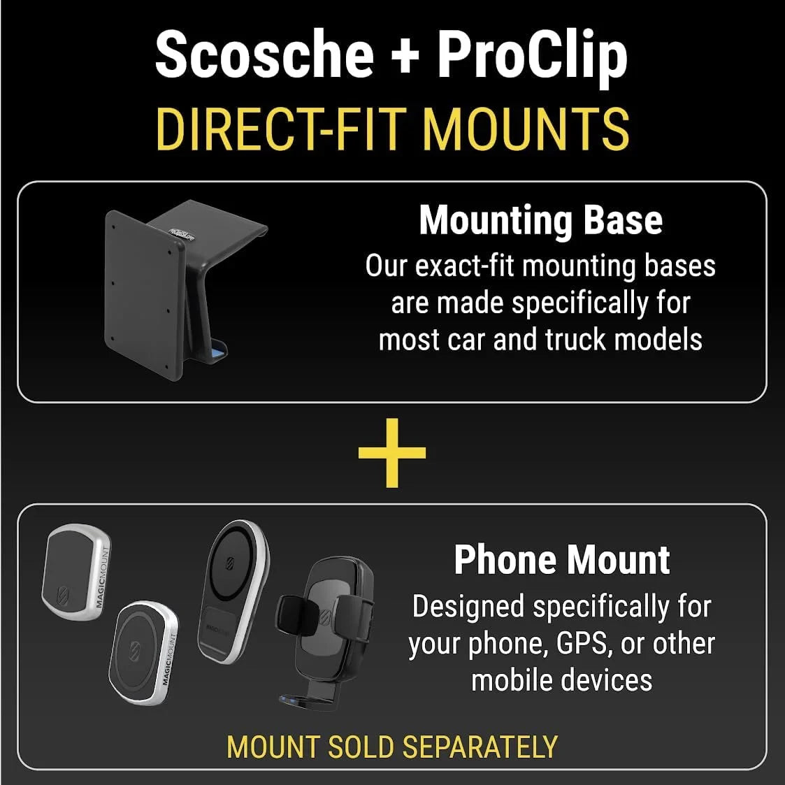 ProClip Compatible SUVs Phone Mount PC855700 Only) Center Base 2021-2023 (Mounting Bronco with Scosche Dash