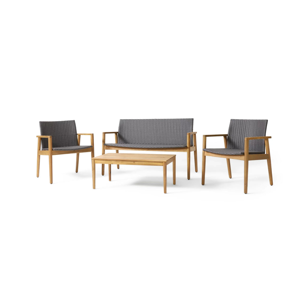Seater Wood exterior Remuda Chat Wicker and Teak Gray and 4 Acacia ,