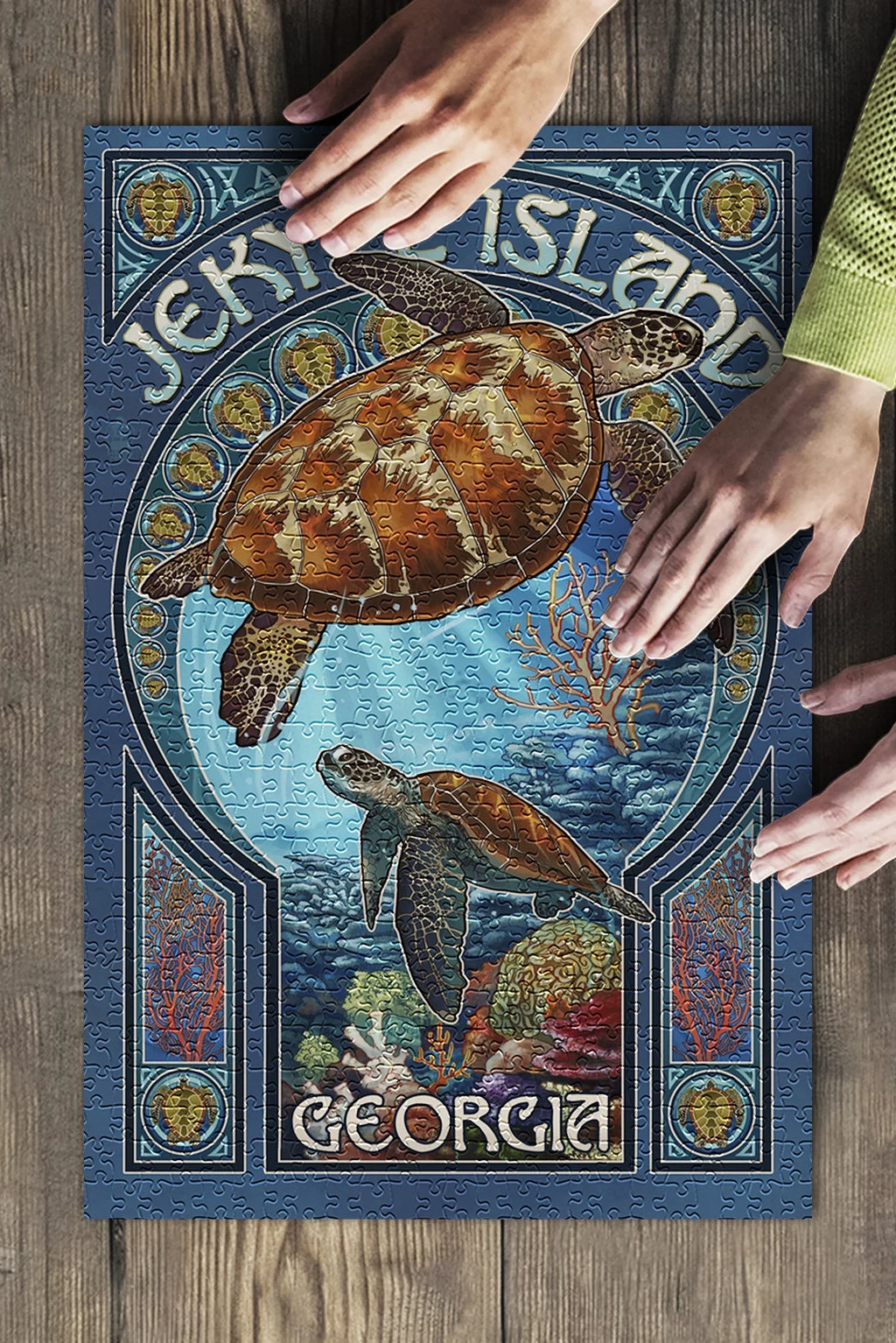 Made and Nouveau Jigsaw Georgia, USA) Art inches, Premium Piece Adults 500 Turtle Family, Sea Island, Jekyll (19x27 in Puzzle for