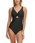 Swimsuit One-Piece dimension Black Twist-Detail Low-Back Peekaboo $108 16 MSRP DKNY