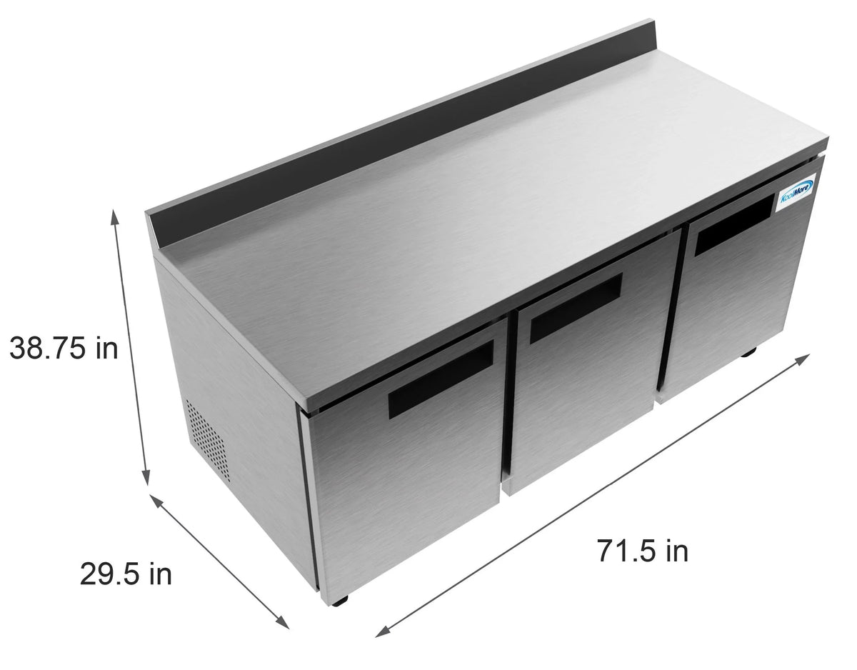 Cu. Refrigerator in. ft. in 72 Worktop Commercial 16.9 Three Steel, Stainless Door KoolMore