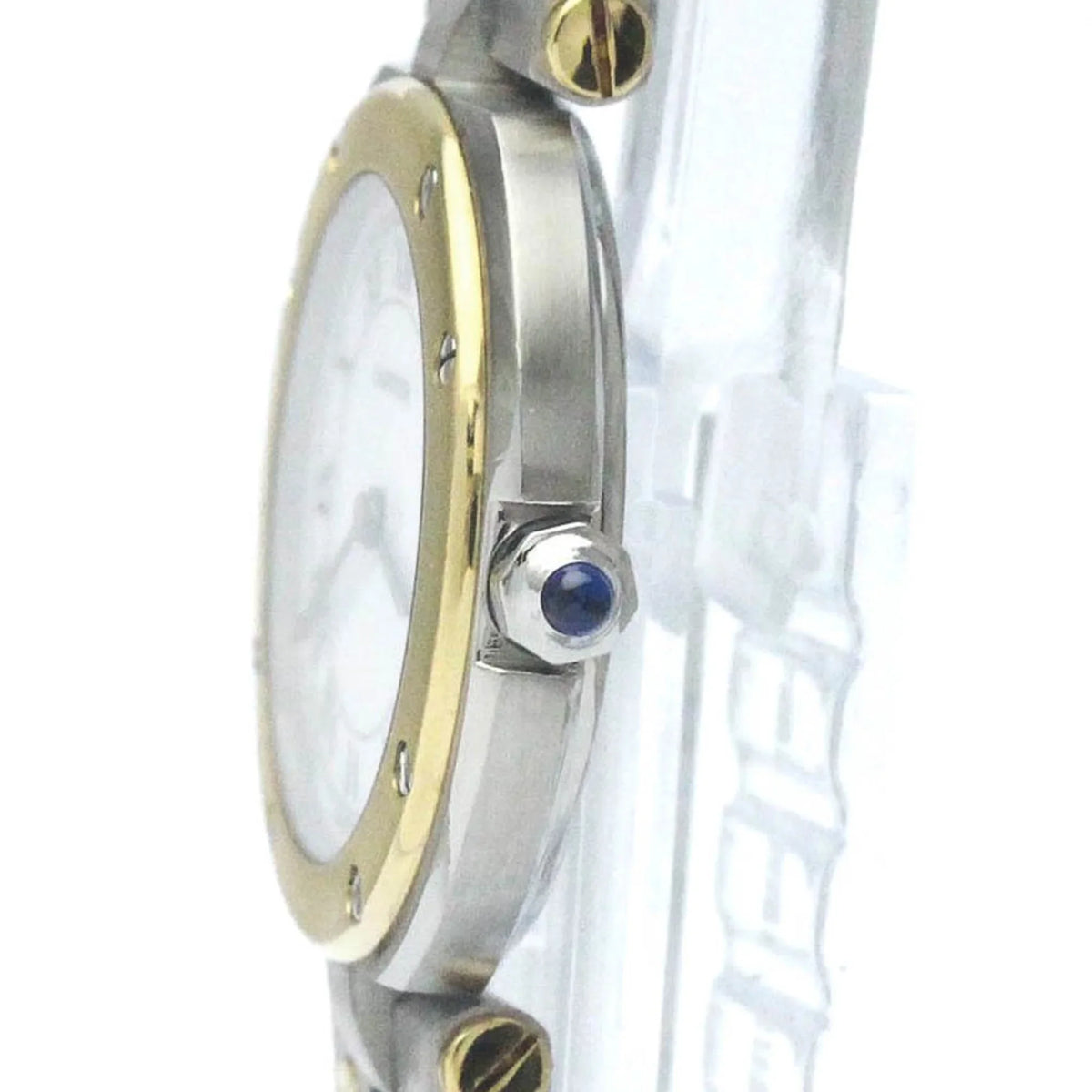 Polished (Good) CARTIER 18K Steel Quartz Gold Watch BF568475 Ladies Santos Pre-Owned Round