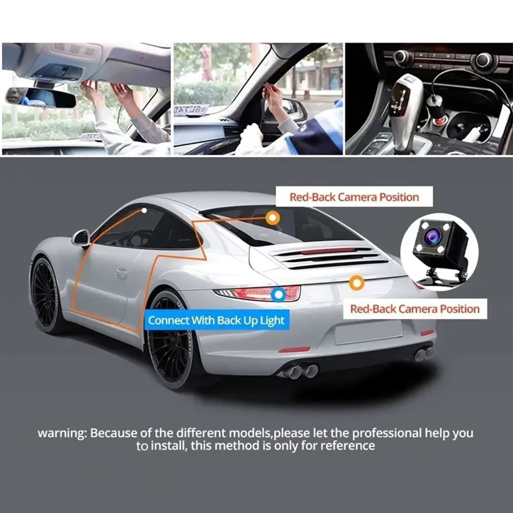 Cam Driving Video Front Camera Car HD Triple 2\\\" Dash DVR Recorder Lens Rear And