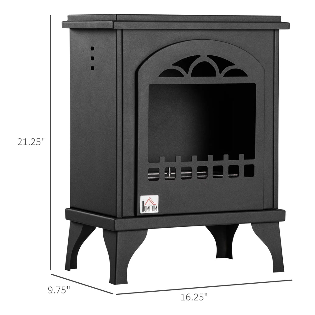 0.4 Sq. Stove Burns Gal Black Freestanding Heater to Max HOMCOM Hours, 3 up Ft., Fireplace, 470 9.75" Ethanol