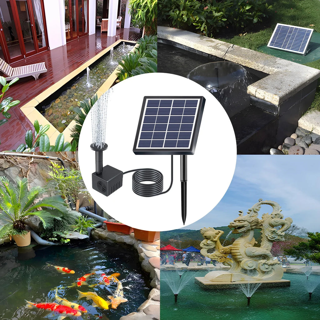 With Pond With Nozzles Stakes Pond Dsfen Pond/pool/fish Fountain,And Rate Solar liquid Pond Solar liquid Nozzles Powered Powered Stakes 9.84ft 8 Rate 160l/h 8 Pump Pump 1.5w Submersible