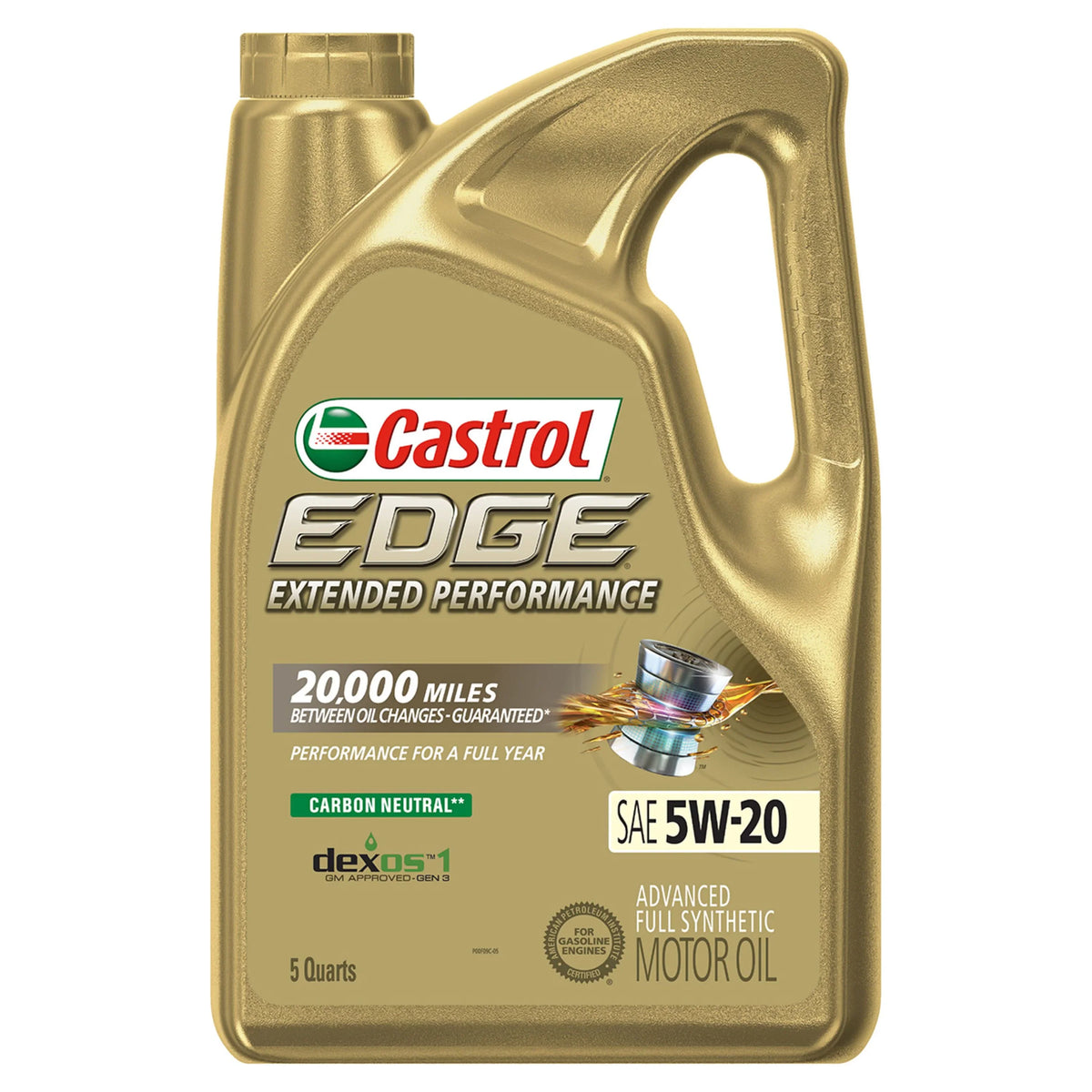 5W-20 Synthetic Advanced 5 Motor Oil, Quarts Performance Castrol Full Extended EDGE