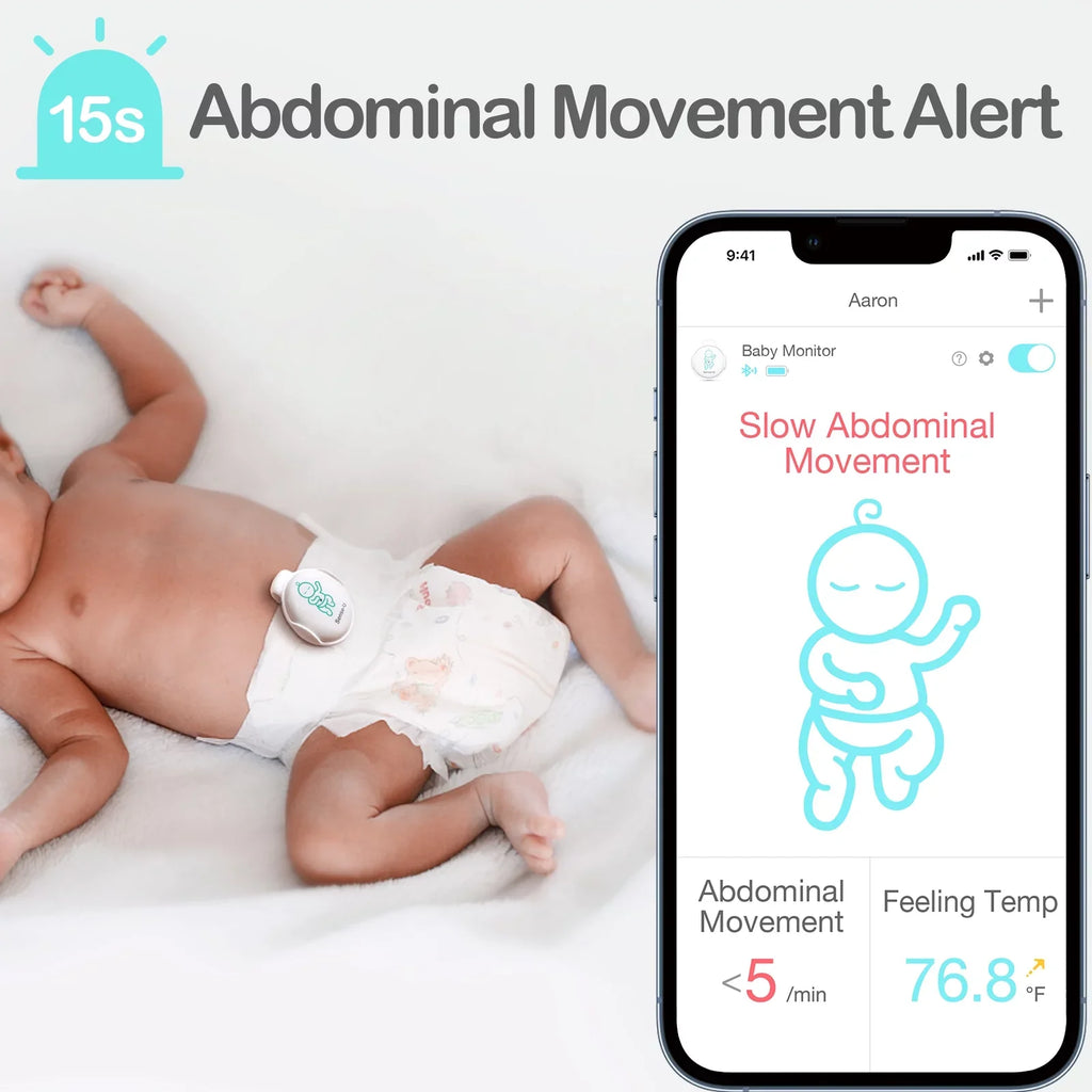 with Smartphones, on Audio Alerts Abdominal and Abdominal Movement Baby Baby's Sense-U Pink Position Safety Baby - Temperature, for Sleeping Monitor Tracks Rollover Instant Movement, Smart