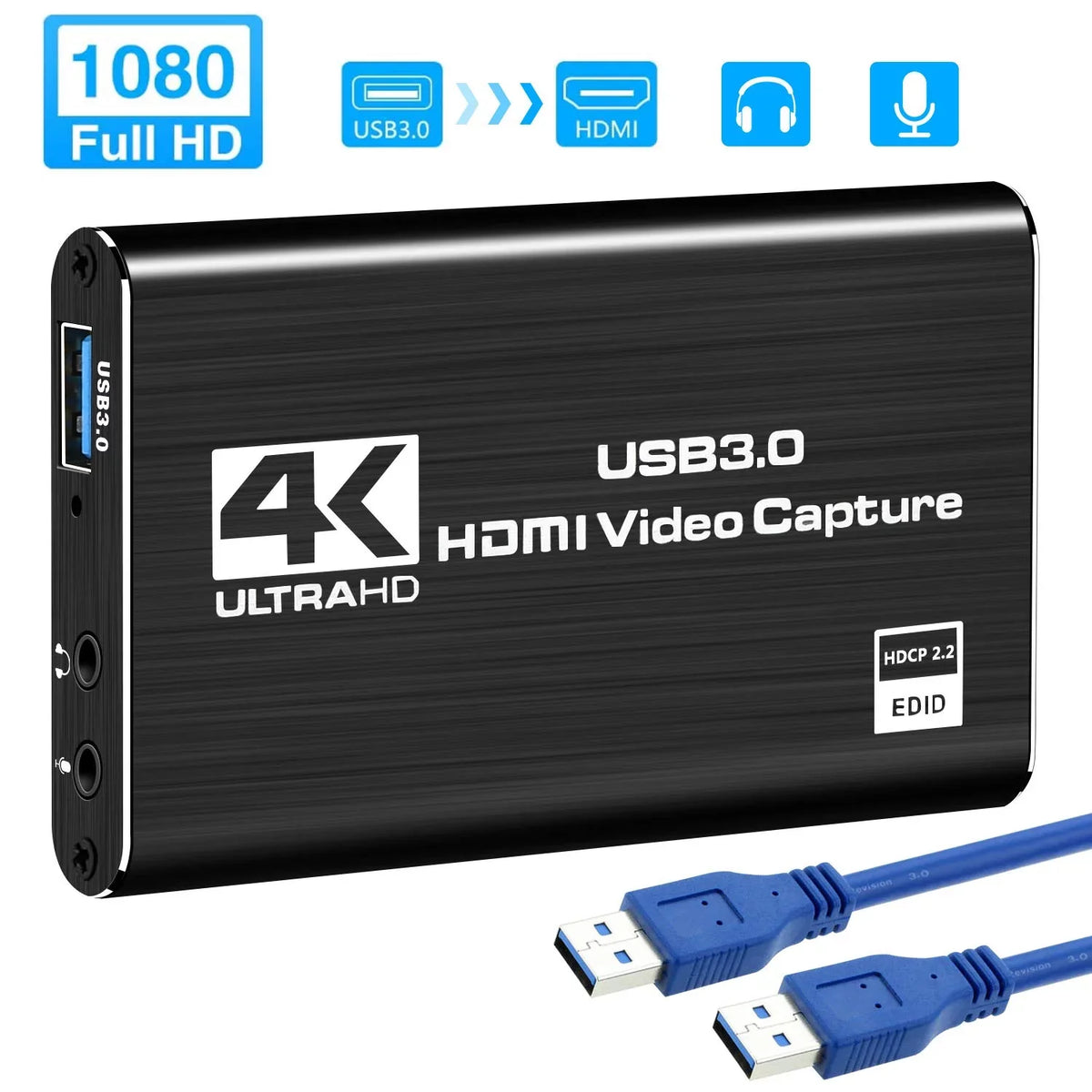 Support Capture PS4 Twitch for YouTube and One Device ANSTEN USB3.0 Game Streaming OS Windows Capture Video Linux Game X Card, HDMI 60HZ Recording OBS 4K Xbox System to Use