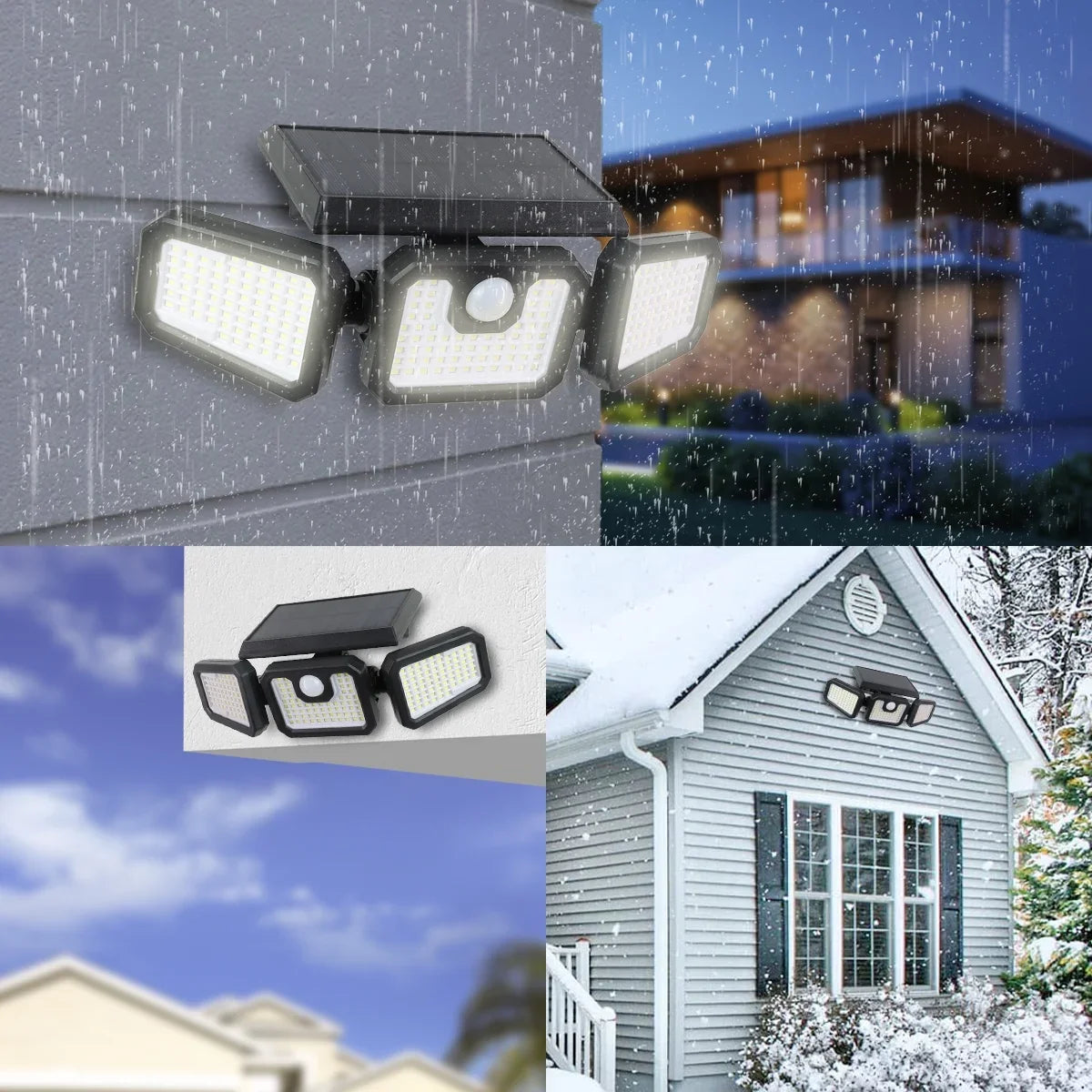 Lights Yard Security Sensor Heads (2 Garage with Outside Control Lights for Remote - 210LED Lights 2500LM - exterior 3 Solar Packs) Waterproof Motion Yyton Flood