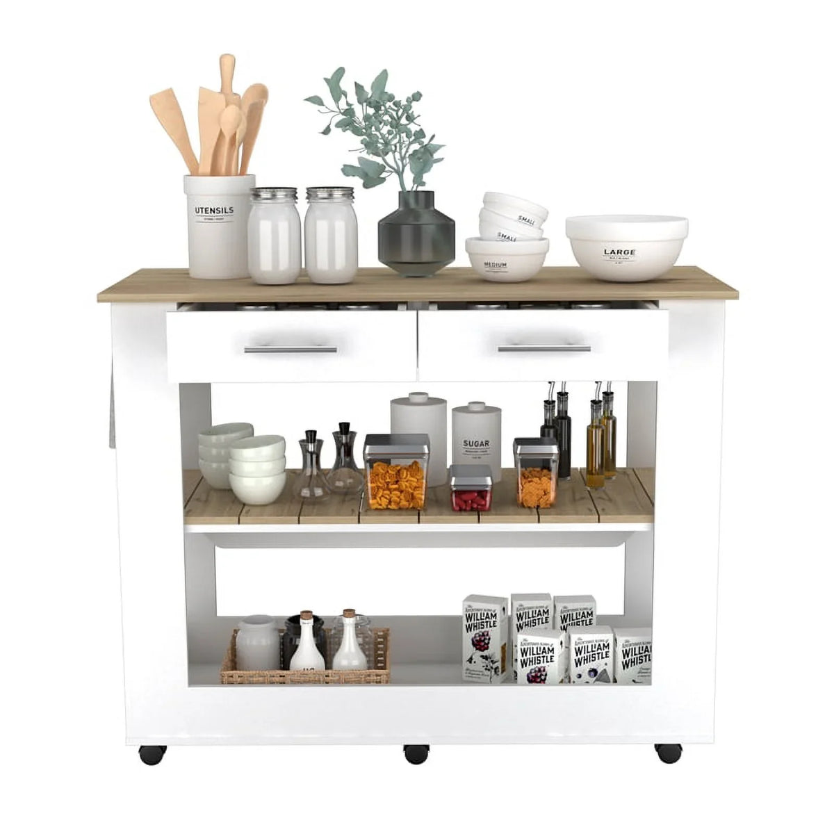 2-Piece Home Square Island Wood Sink Kitchen Set with and Utility