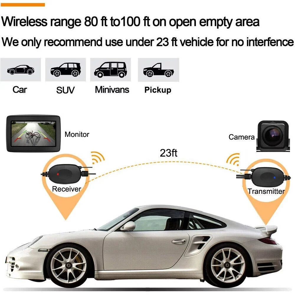 System View Vision Parking Car HD Wireless Night Rear 7" Backup Monitor Camera