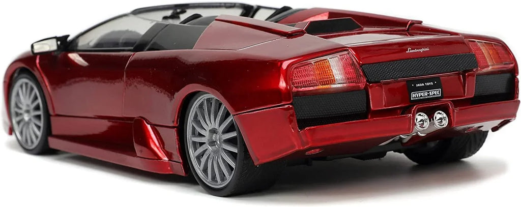 Diecast Jada Car Red by Lamborghini Roadster Series 1/24 Model "Hyper-Spec" Murcielago Metallic