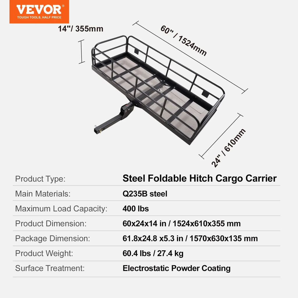 Hitch Fits Carrier SKYSHALO Stabilizer Mount 400lb 2" Cargo Receiver 60x24x14in &