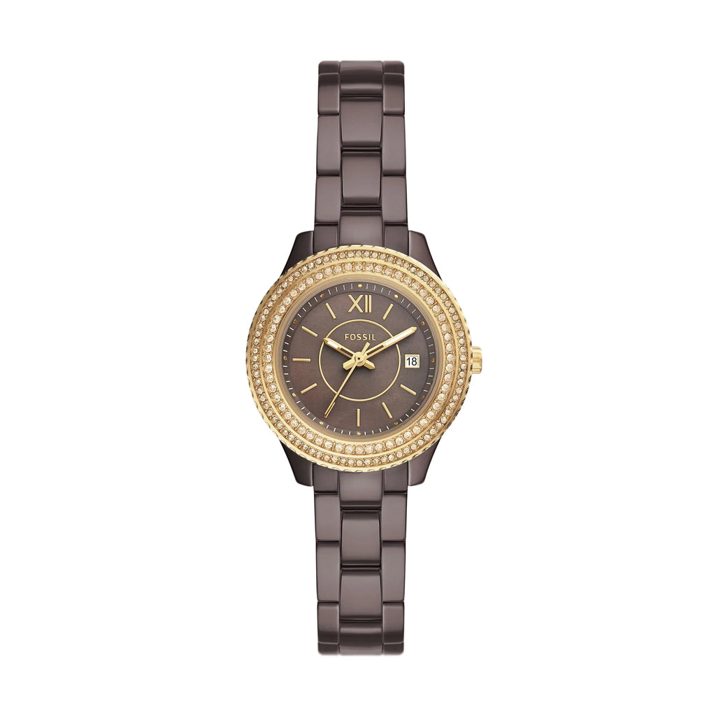 Brown Ceramic Three-Hand Stella Date Watch
