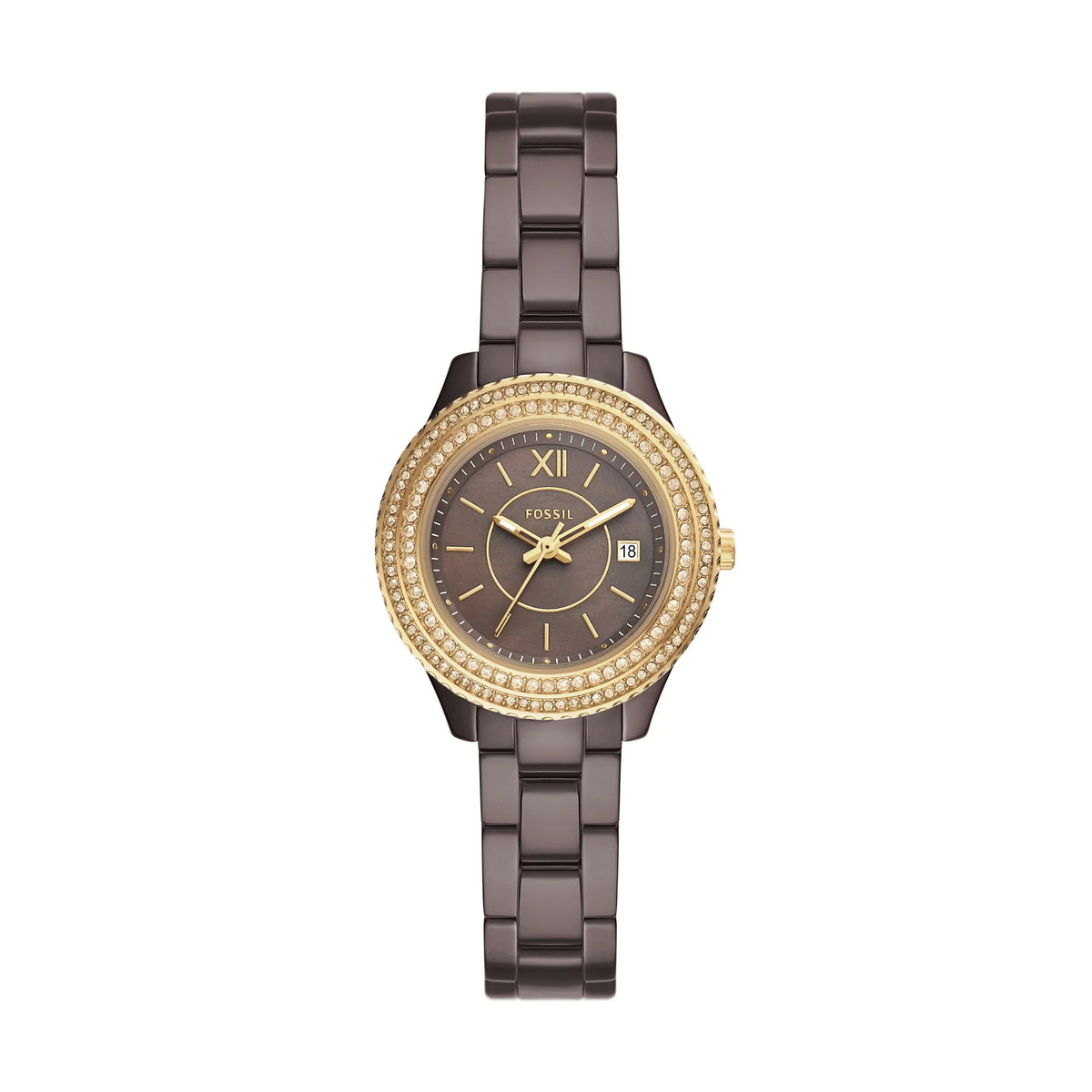 Brown Ceramic Three-Hand Stella Date Watch