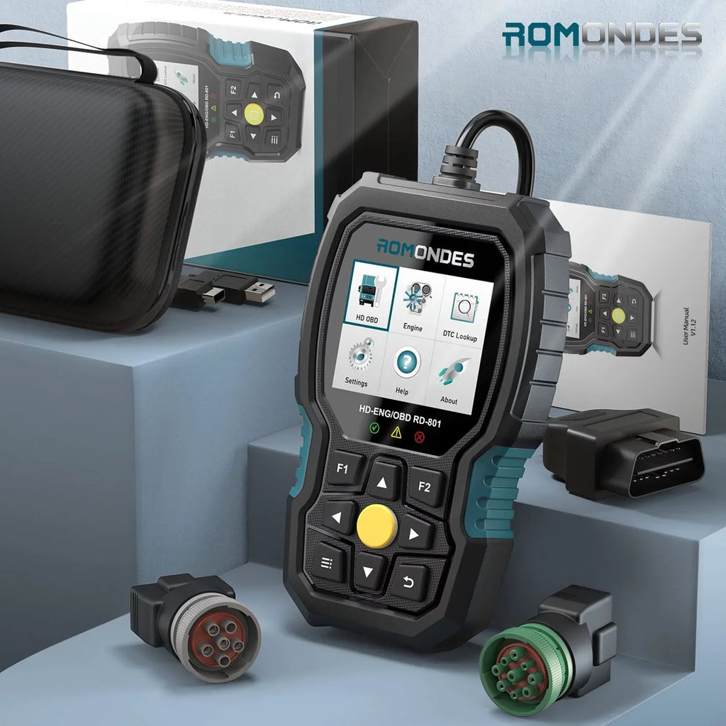 Reader Fuso, Duty & OBD Diagnostic Truck Scanner DAF Heavy OBD2 Cummins, Diesel for Tool OBD Engine Hino, Scanner Scania, , 2 UD Auto Scan 1 HD Car Tool Man, Romondes in RD801 EOBD Code Truck Check