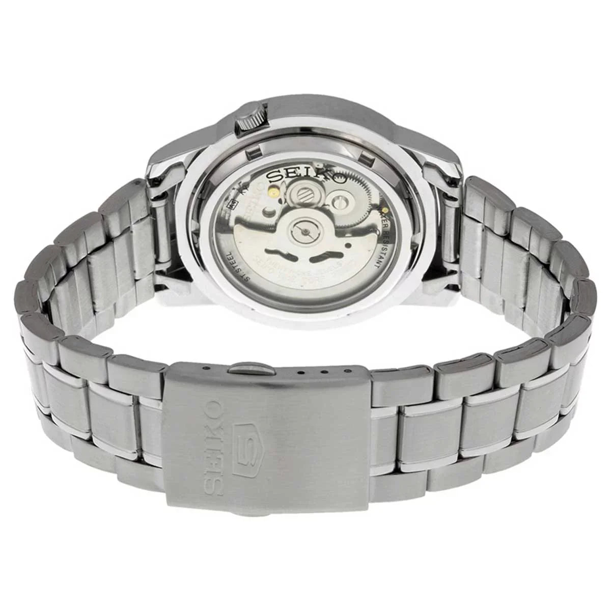 Seiko Stainless Automatic Watch Date SNKK25 Steel Dial Men's Day White 30M