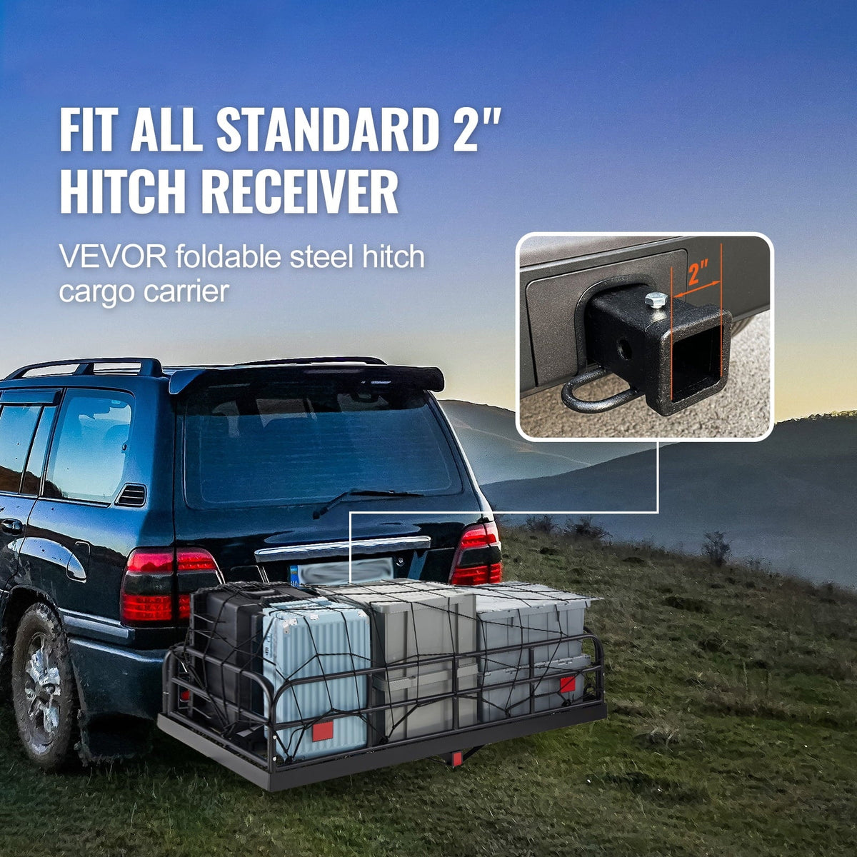 Hitch Fits Carrier SKYSHALO Stabilizer Mount 400lb 2" Cargo Receiver 60x24x14in &