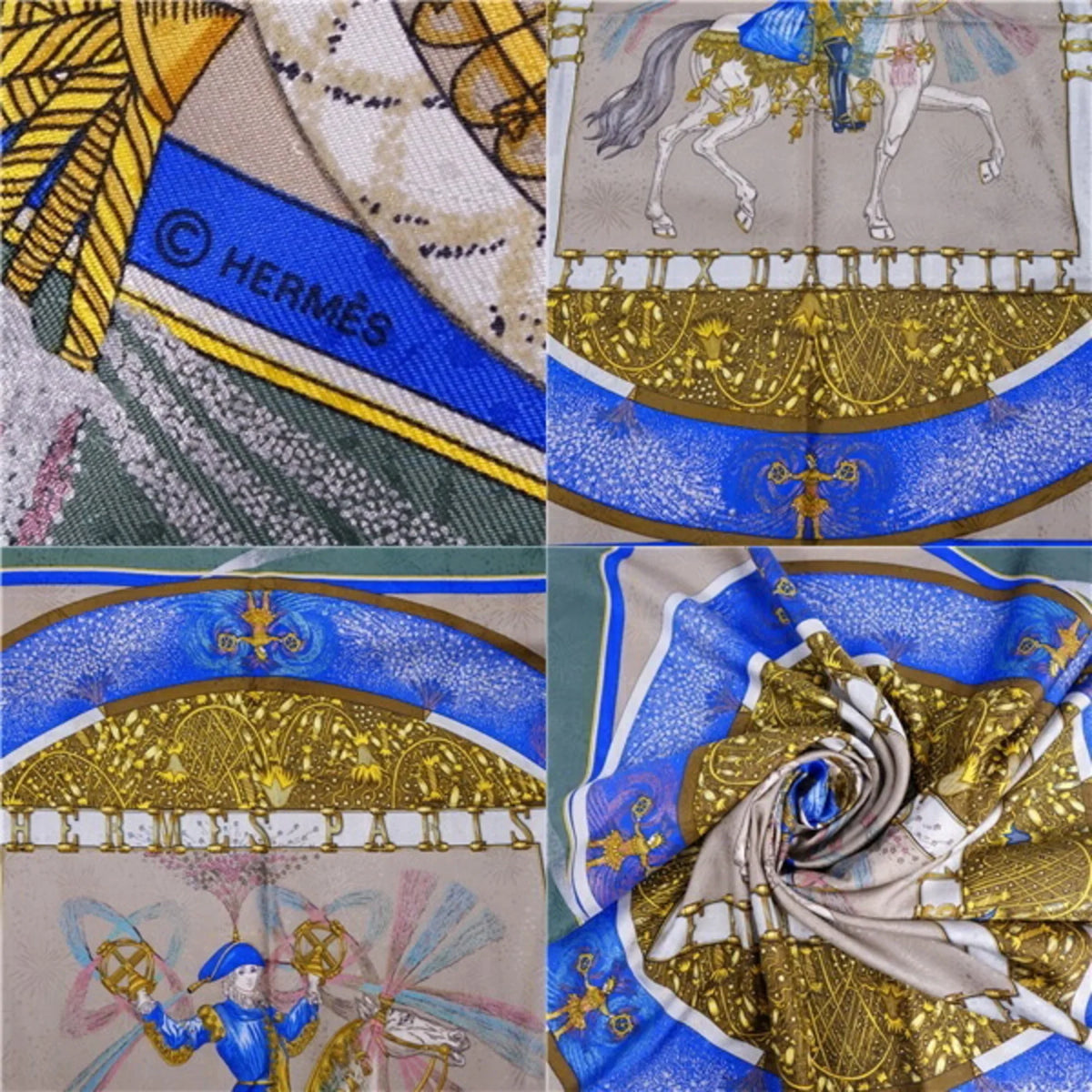 Silk Fireworks FEUX Multicolor Carre90 Scarf Muffler D'ARTIFICE Women's Pre-Owned HERMES (Good)