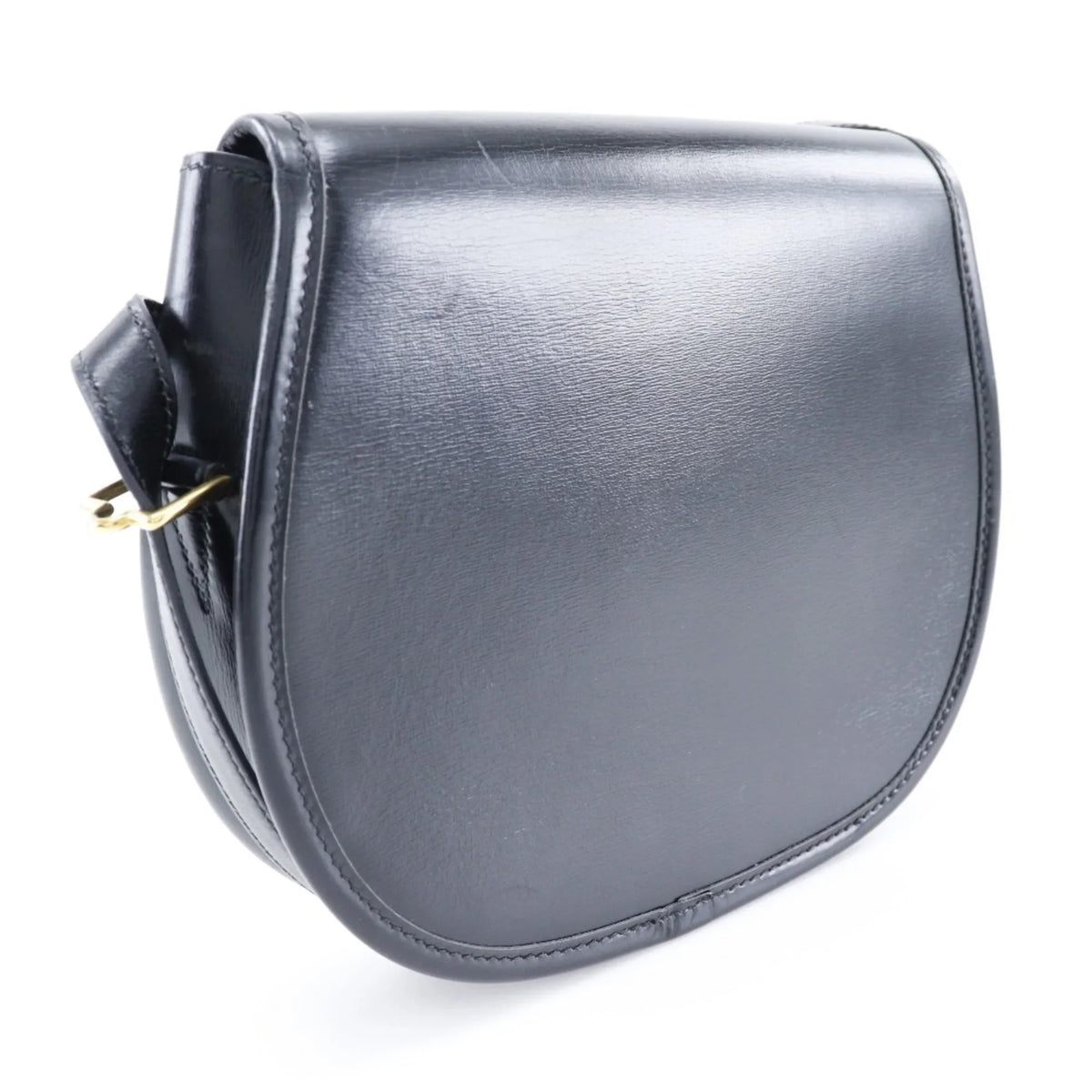 Pre-Owned France Calf Vintage Double Button Shoulder Bag Made Hardware in 〇M Black/Gold Hermes Ladies HERMES 1983 Crossbody H Snap (Fair)