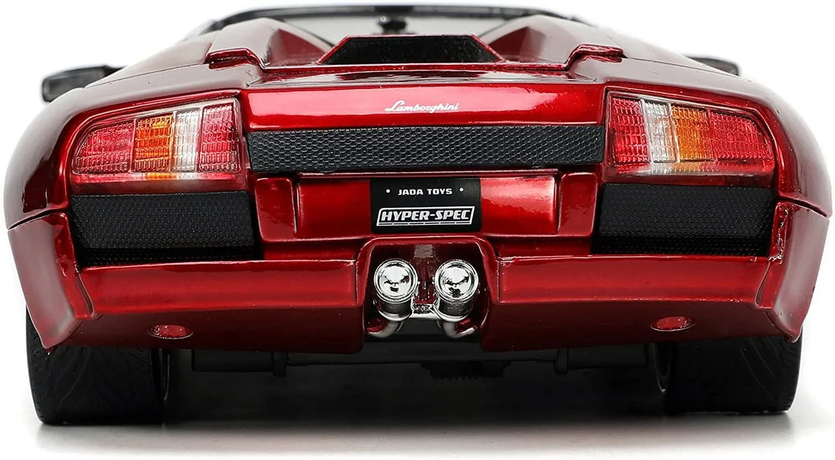 Diecast Jada Car Red by Lamborghini Roadster Series 1/24 Model "Hyper-Spec" Murcielago Metallic