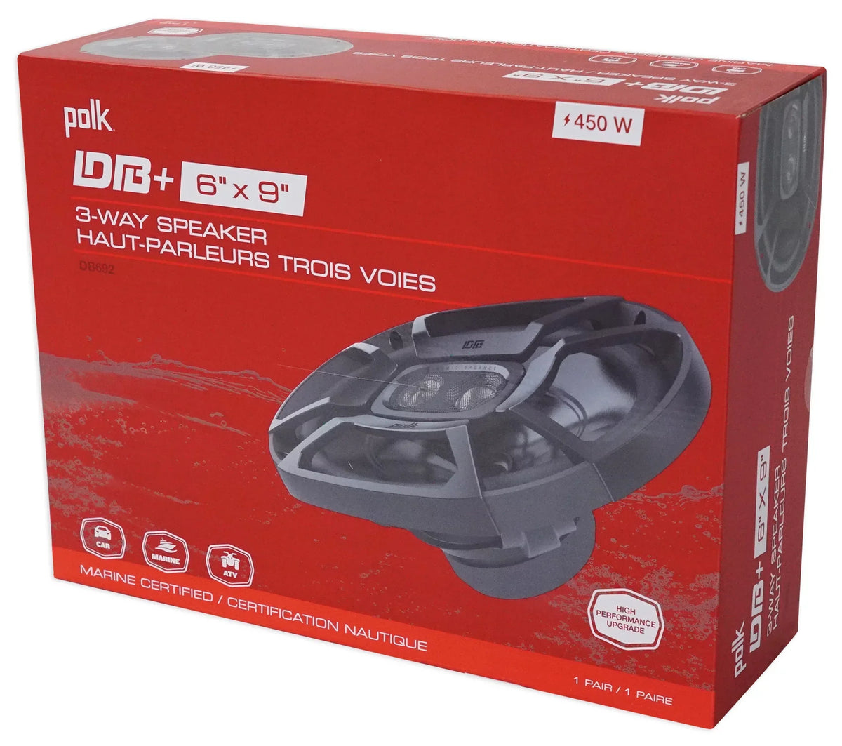Speakers Car + Audio Polk Watt 6X9" DB692 (2) Rockmat ATV/Motorcycle/Boat 450