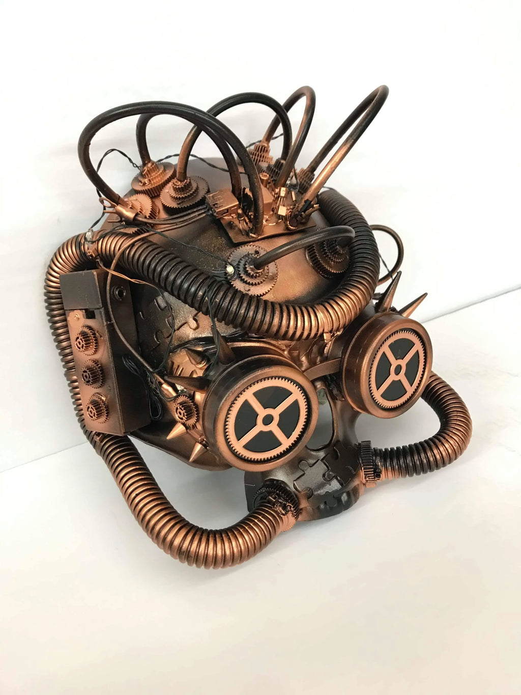 Skull Light-Up Post Masquerade Mask Metallic Goggles LED Adult Copper Steampunk