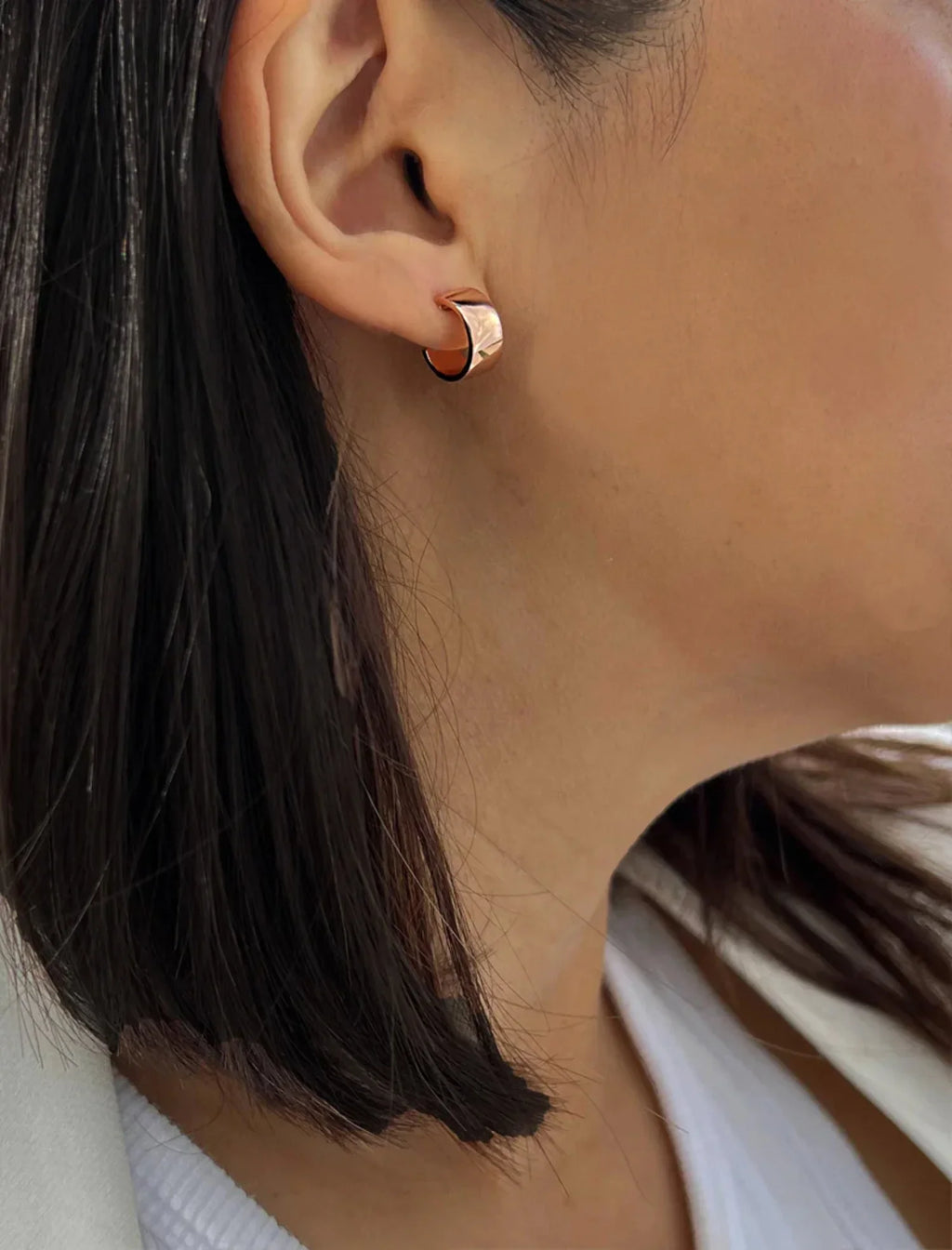EARRINGS HOOP BOSS OVER STERLING MINI SILVER GOLD CHUBBY 18K ROSE