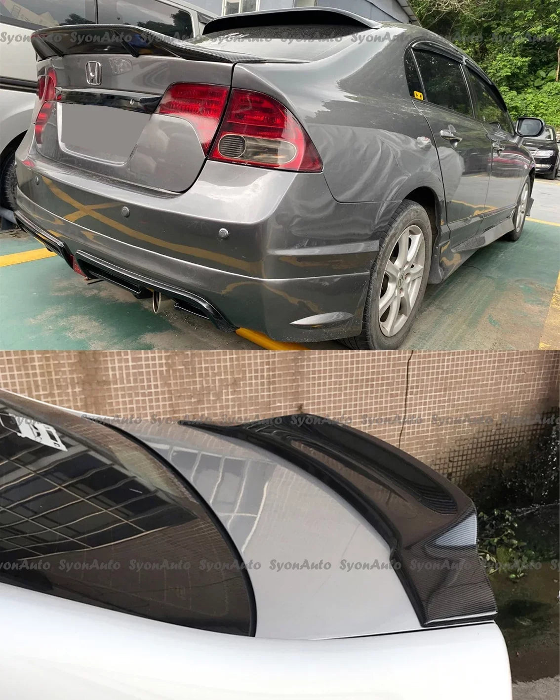 2006-2011 RS design WING GLOSSY TRUNK HIGHKICK FITS SPOILER HONDA SEDAN CIVIC BLACK
