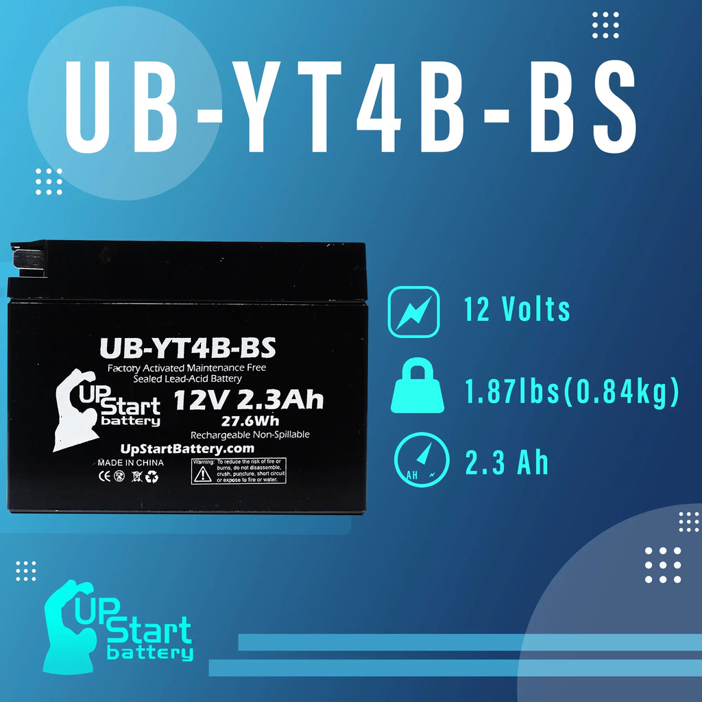 Motorcycle SR400 Maintenance 5-Pack UpStart 400CC Free, Battery Battery - 12V, UB-YT4B-BS Replacement Yamaha 2004 Factory 2.3Ah, for Activated,