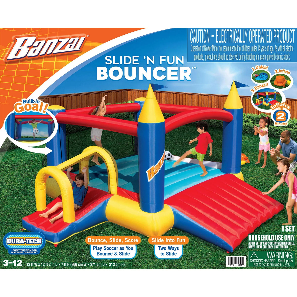 2 Fun House Slides Complete Bounce Slide with Air Blower Banzai N’ Set and