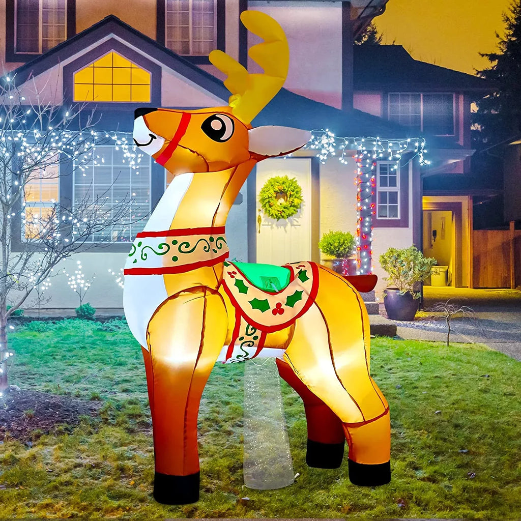 Inflatable Christmas Christmas GOOSH Inflatable, with Lights, 5.7 LED Blow Reindeer Xmas/Holiday FT Christmas Up Reindeer Reindeer Inflatables Decorations exterior for Inflatables Decorations Clearance