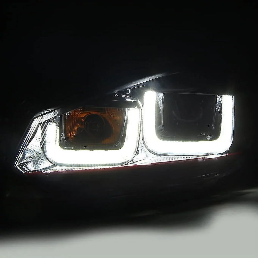 Black [Red AKKON Projector VW Pair Headlight 10-14 Stripe U-Halo] Dual GTI For Bazel - GOLF LED Tube