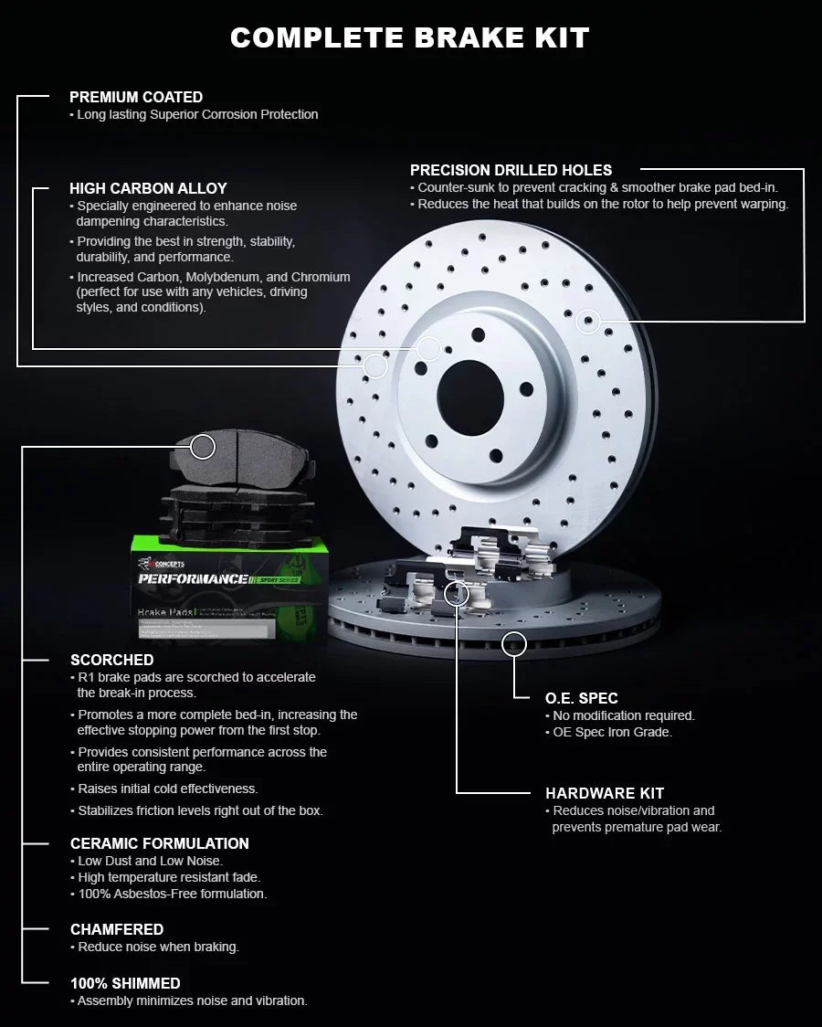 Rotors| Brake A4 A5 Pads Brake 2008-2017 and Audi Pads| Rotors Quattro, Kit allroad, Performance Rear and A4 Rotors Pads| Brakes |Rear Sport A5, Hardware A4, Concepts Q5 R1 Kit|fits Brake Quattro, and