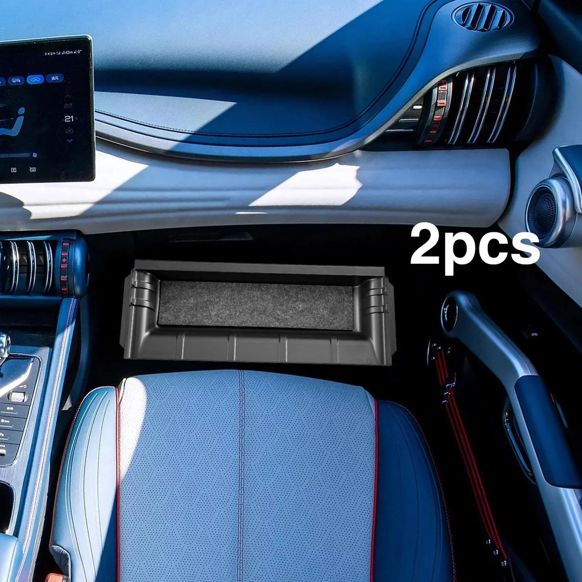 Box Accessories Interior Hidden under Car 2Pieces Storage Tray Hidden Seat Decoration