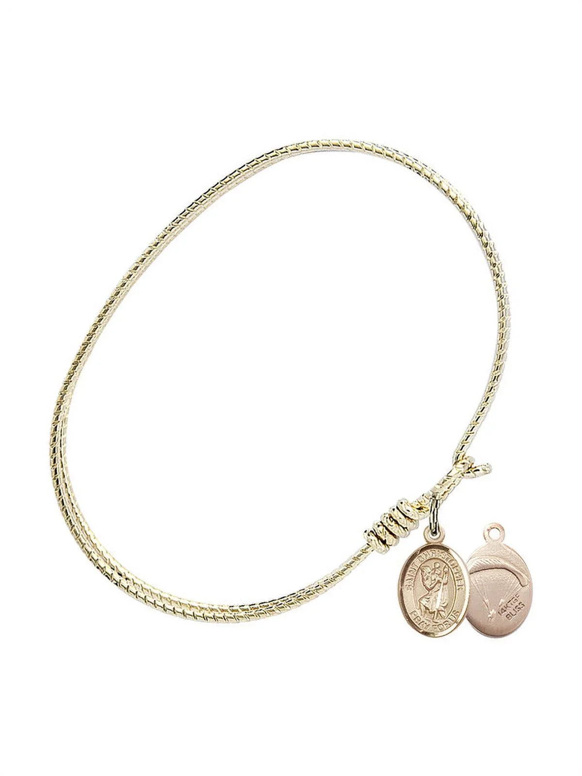 Christopher/Paratroopers w/ St. Hook Bracelet Gold-Filled Bangle 7 Eye Oval 1/4 in inch