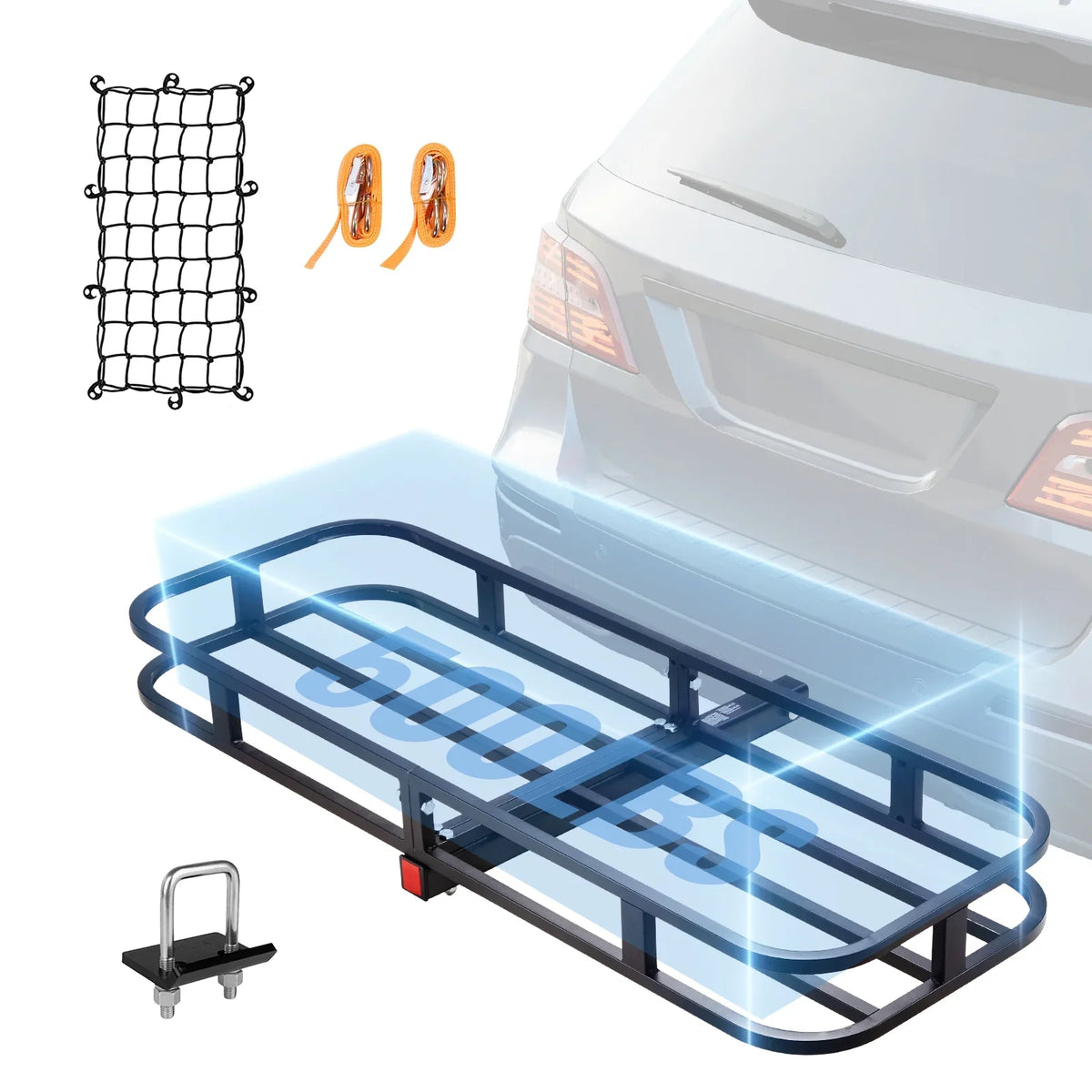 Cargo Fits Cargo Mount Net 53x19x5 2" Hitch 500lb in SKYSHALO Carrier & Receiver