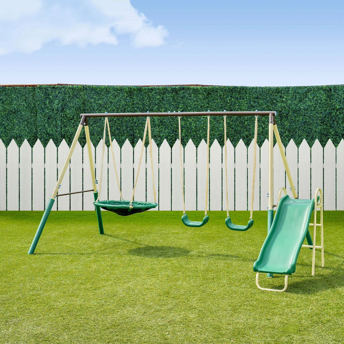 Swing, Sportspower Warranty Swing Molded and Blow Slide, with Kit Super Saucer Saucer on Metal Anchor Set Padded BONUS Lifetime