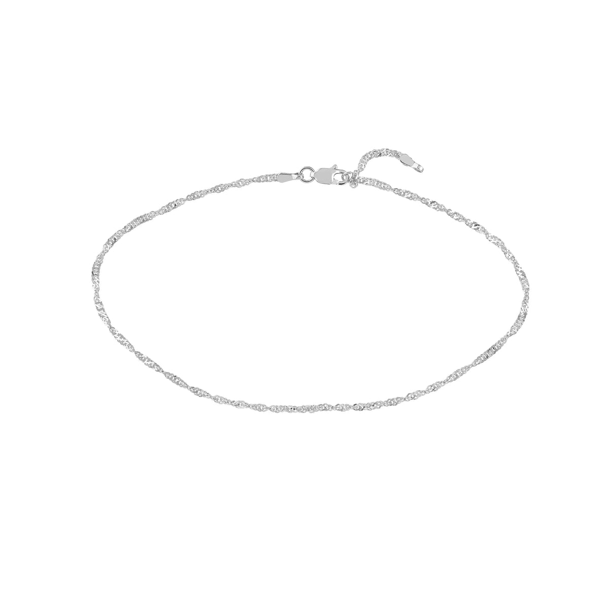 14K 9"-10" Gold Singapore White Women's Adjustable Anklet 1.7mm