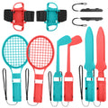 10-in-1 Games Swords, Kit Strap Bowling Switch/OLED, Family Accessories Clubs for Leg/Wrist Grip, Switch Nintendo Sports Grip, TSV Golf Racket, Accessories Tennis Kit with