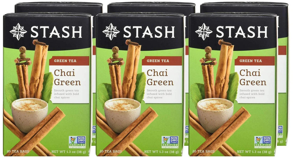 '- Stash Non-GMO No (Pack Verified Caffeinated, with of Premium Tea 120 Chai - 6) Total Artificial Project 20 Count Green Bags Tea Tea Ingredients,